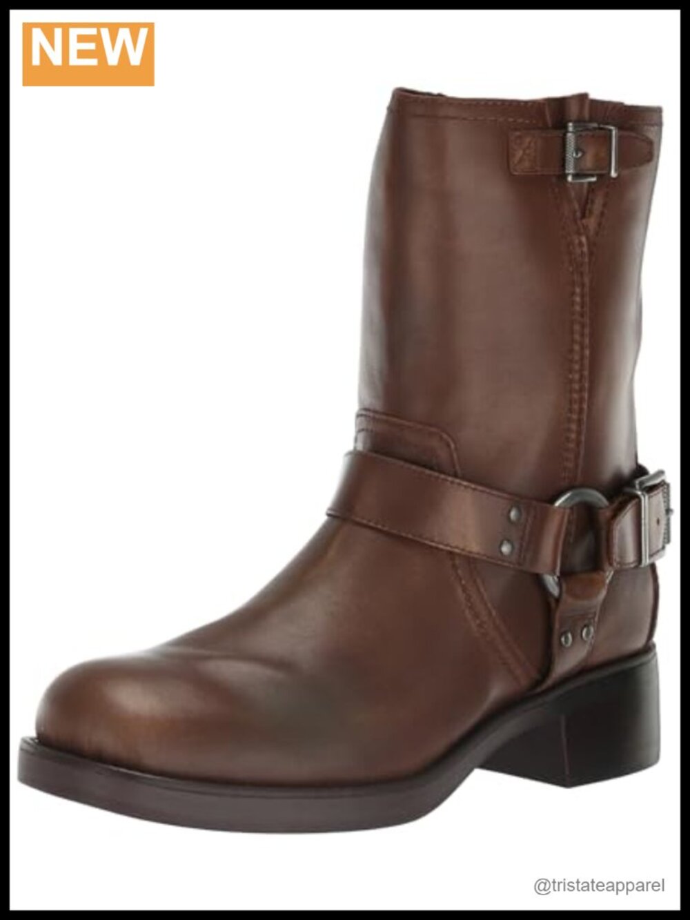 Women's Mid-Calf Leather Boots Zipper Block Heel Bootie
